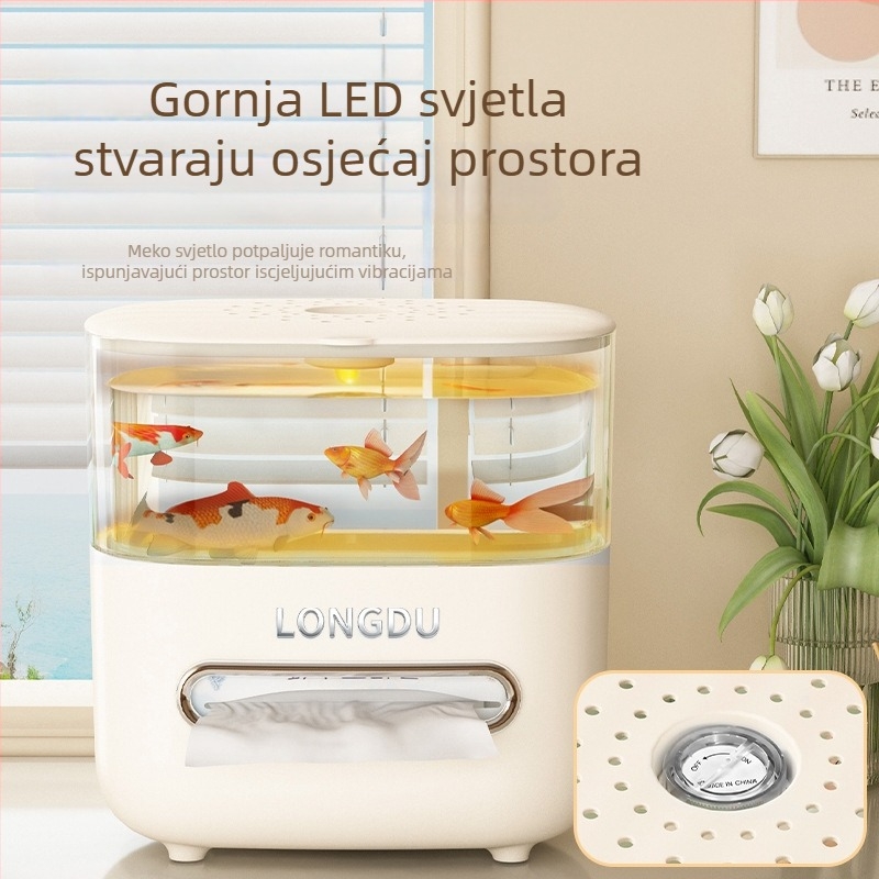 Stolna kutija za maramice 2-u-1 s akvarijem i vidljivom figuricom, prozirna, višenamjenska, velik kapacitet, dvostruko skladištenje