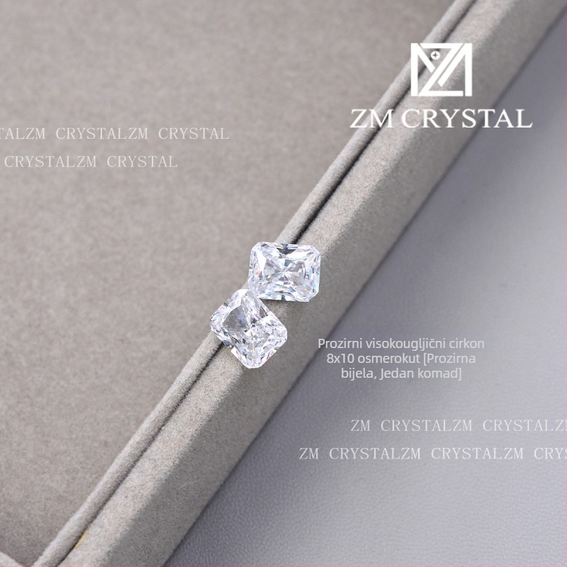 Visokougljični cirkonij, novi osmerokutni kameni za nokte s prozirnom pozadinom, 8x10 mm, šaroliti kvadratni kristali, elegantna ukras za nokte