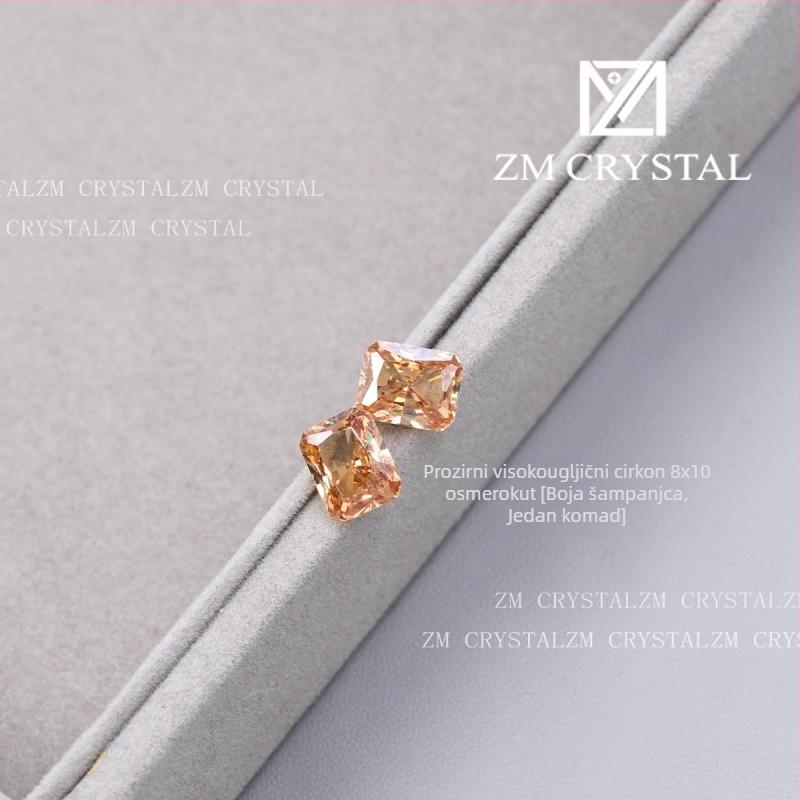 Visokougljični cirkonij, novi osmerokutni kameni za nokte s prozirnom pozadinom, 8x10 mm, šaroliti kvadratni kristali, elegantna ukras za nokte