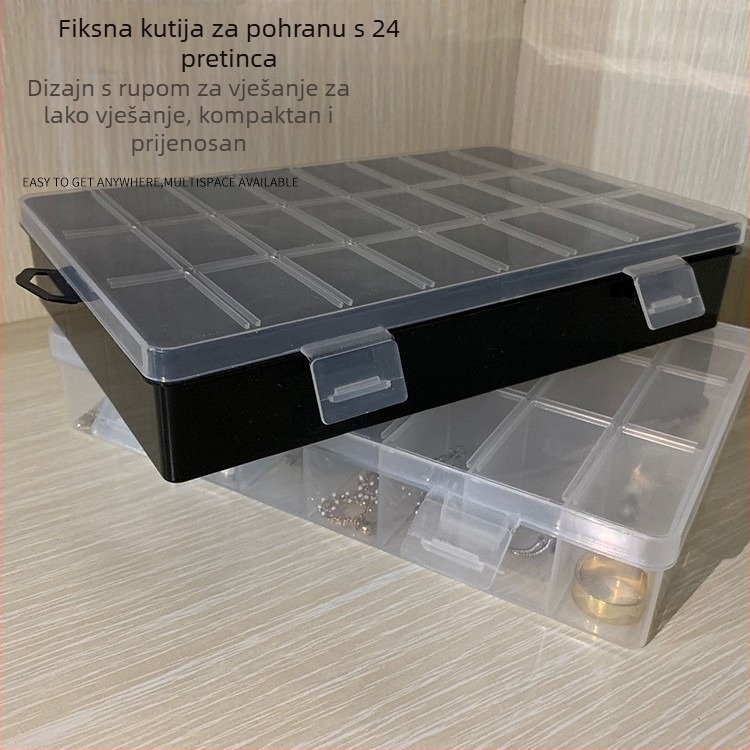 Prozirna plastična kutija sa 24 odjeljka za pohranu dijelova, nakita i ribolovne opreme