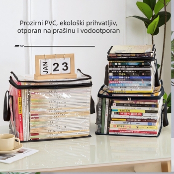 Prozirna PVC torbica za pohranu s pletenom ručkom za knjige, donje rublje i čarape – otporna na prašinu, plijesan i vodu