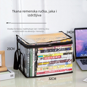 Prozirna PVC torbica za pohranu s pletenom ručkom za knjige, donje rublje i čarape – otporna na prašinu, plijesan i vodu
