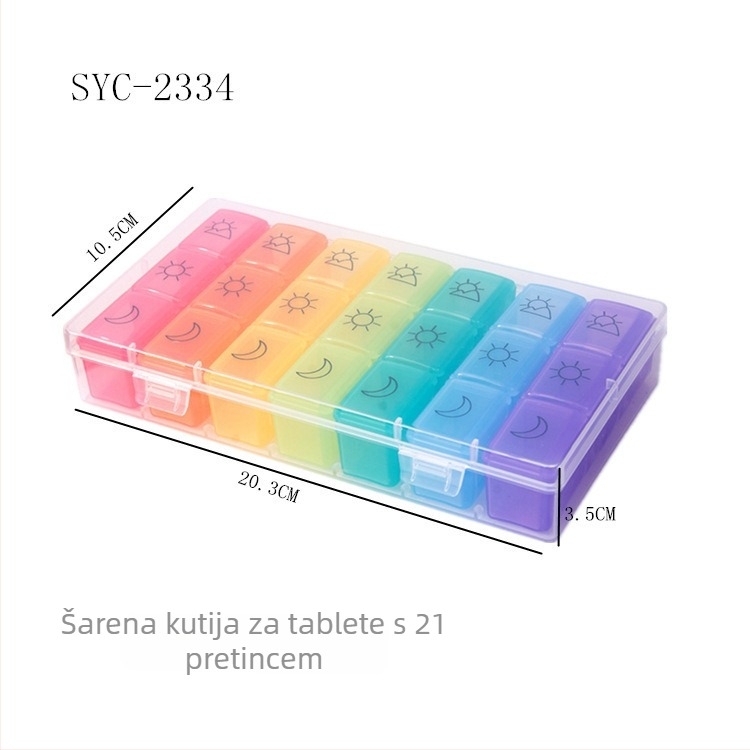7-dnevna prijenosna kutija za tablete s velikom kapacitetom i odjeljcima za jutro, podne i večer, s integriranim rezačem tableta