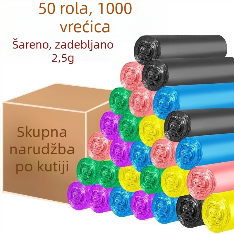 Crne debele vreće za kućne otpadke, s ploskim otvorom, stil prsluka, jednokratne, izdržljive, plastične vreće, kutija od 100 komada