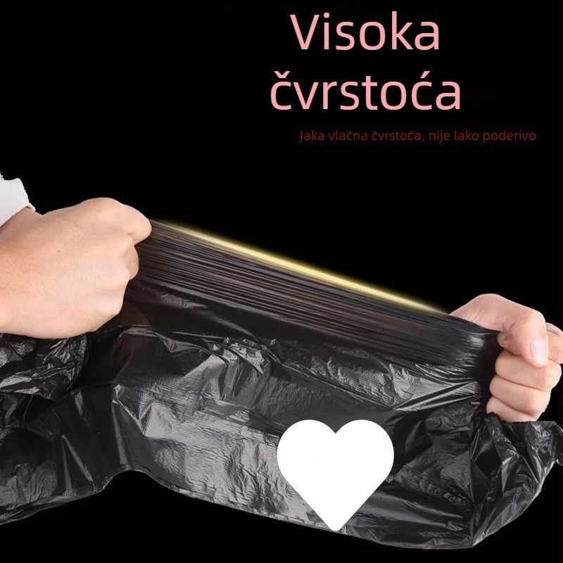 Crne debele vreće za kućne otpadke, s ploskim otvorom, stil prsluka, jednokratne, izdržljive, plastične vreće, kutija od 100 komada