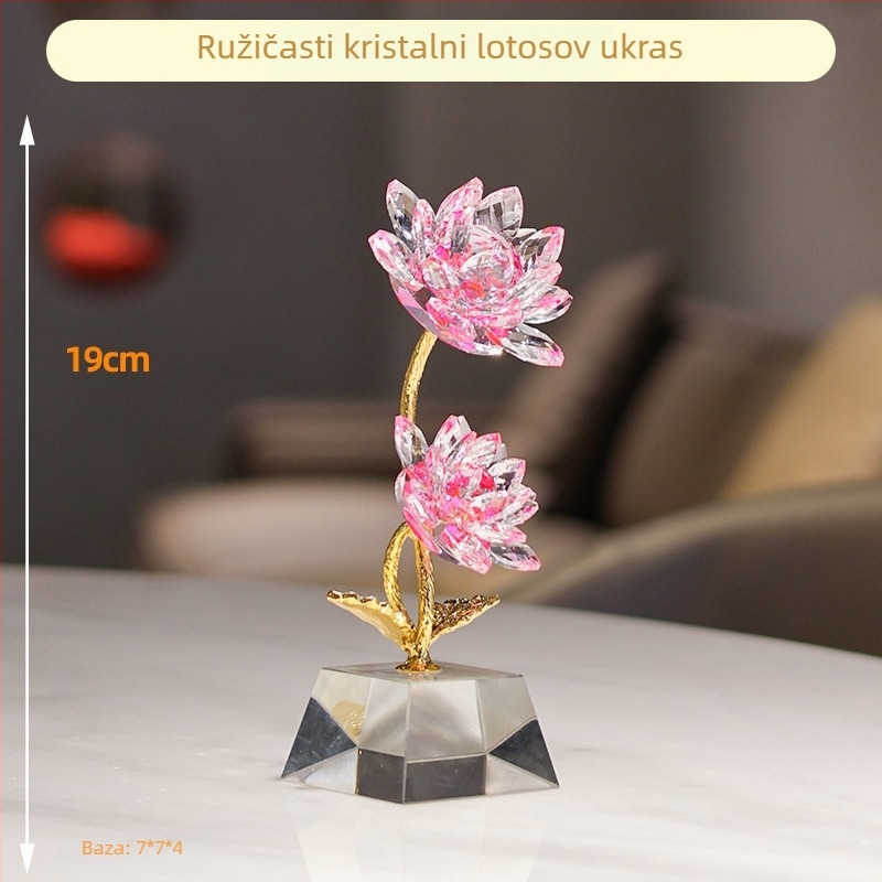 Krištalni ukras s lotosom i labudom – kućna dekoracija za ulaz i svadbeni dar