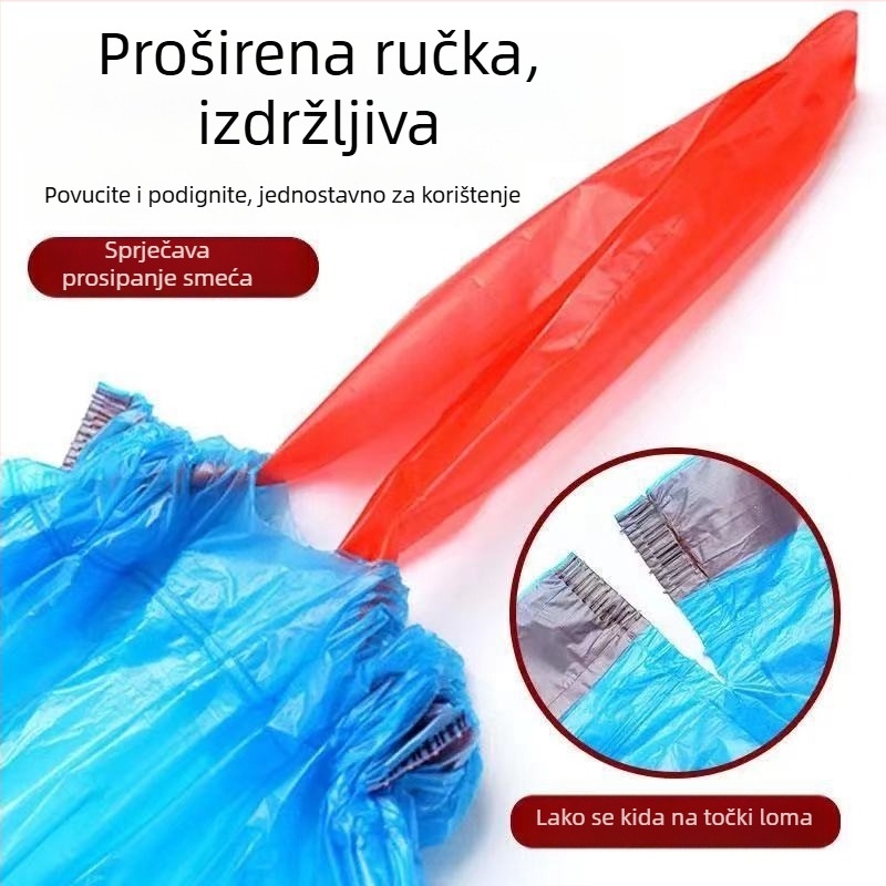 Prijenosna vrećica za otpad s vezicom, ojačana, šarena sa perforiranim dizajnom za kuhinju, automatsko zatvaranje