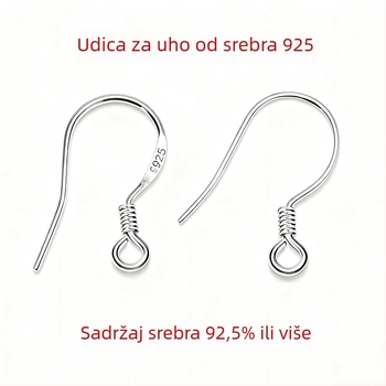 S925 srebrne kuka za naušnice – DIY materijali za izradu naušnica, komponente za naušnice, Veličina 0.68