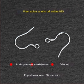 S925 srebrne kuka za naušnice – DIY materijali za izradu naušnica, komponente za naušnice, Veličina 0.68