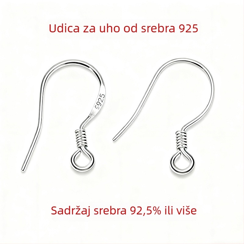 S925 srebrne kuka za naušnice – DIY materijali za izradu naušnica, komponente za naušnice, Veličina 0.68