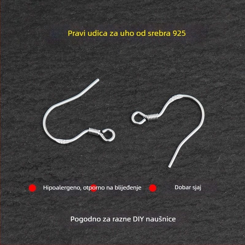 S925 srebrne kuka za naušnice – DIY materijali za izradu naušnica, komponente za naušnice, Veličina 0.68