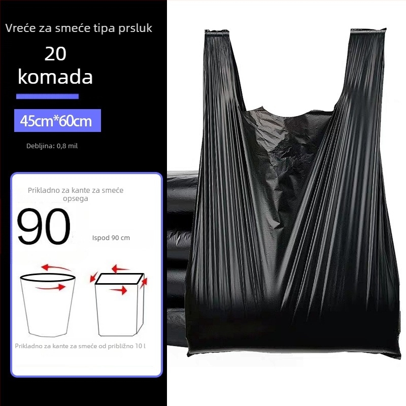 Jednokratne plastične vreće za smeće, crne, debele, 1 rola, za kućnu i poslovnu upotrebu