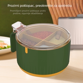 Kućni set posuda za začine s četiri odjeljka, sa solnicom i žličicom