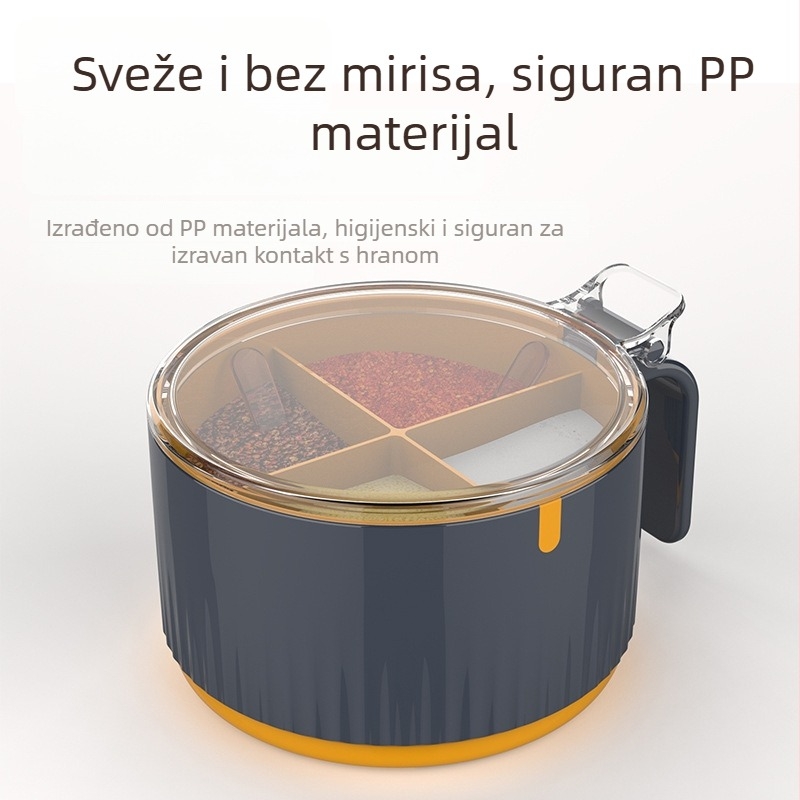 Kućni set posuda za začine s četiri odjeljka, sa solnicom i žličicom