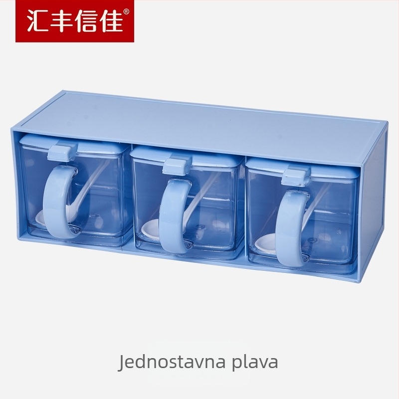 HSBC Xinjia Set od tri plastične posude za začine, u ladicnom dizajnu, prozirne