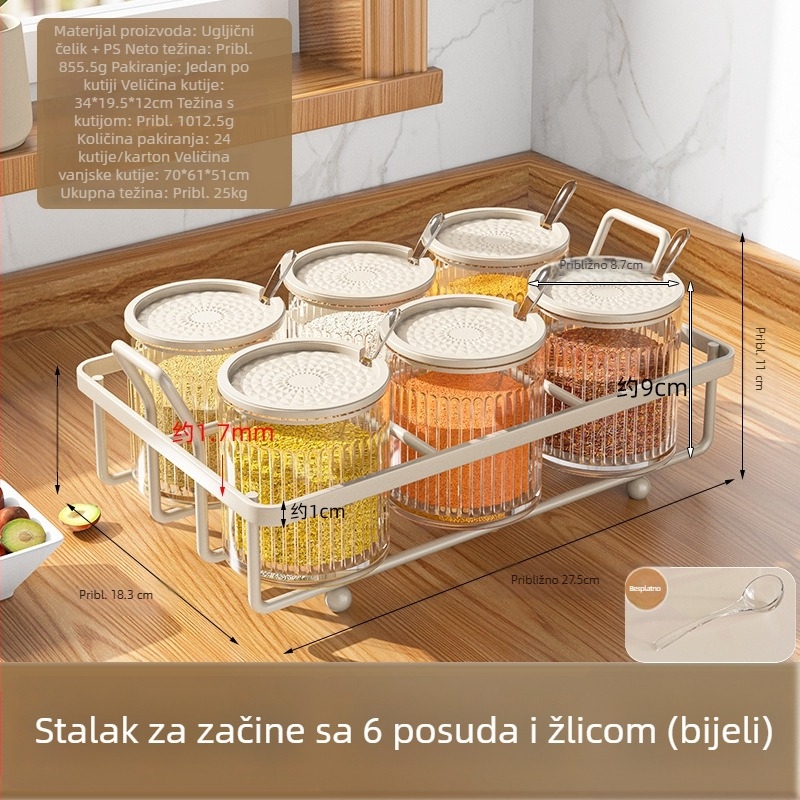 Kreativni komplet kutija za začine za kućnu upotrebu – posuda za sol i MSG, set za pohranu začina sa stalkom – komercijalna uporaba