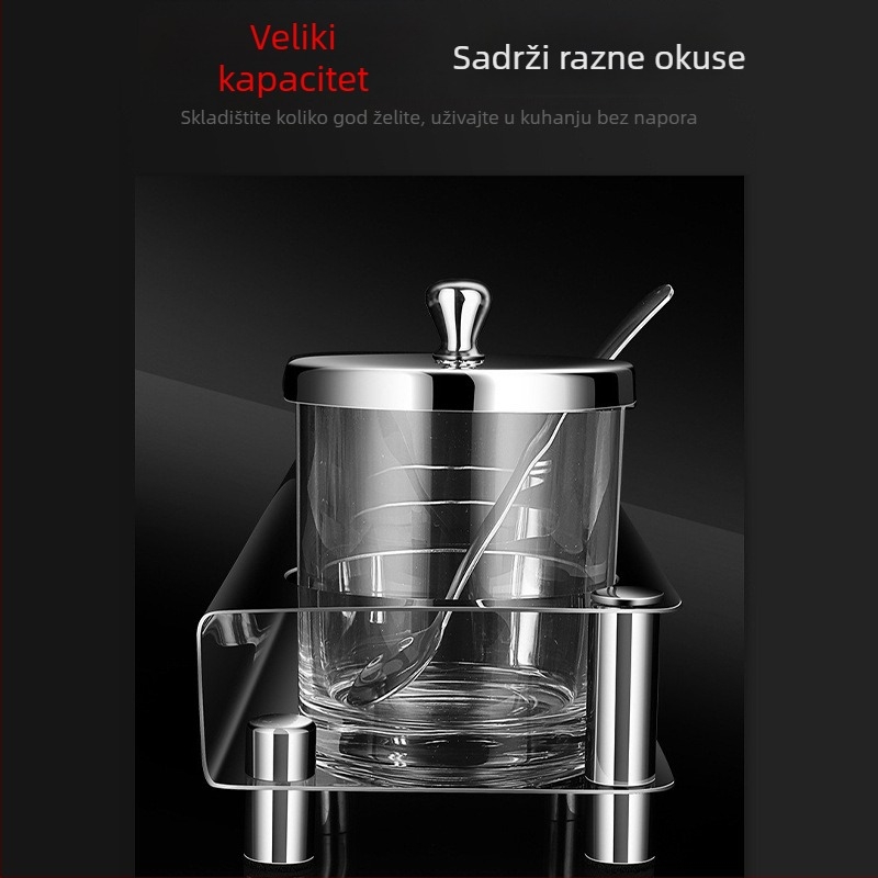 Set posuda za začine od 304 nehrđajućeg čelika sa žličicom, zapečaćene protiv vlage, kuhinjski set za začine