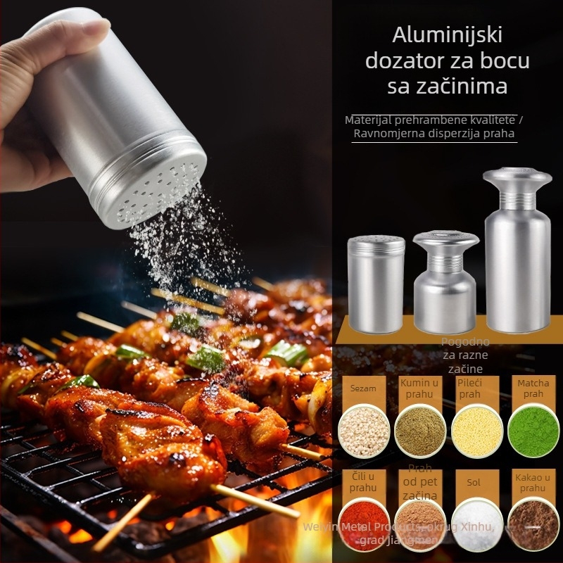 Aluminijski spremnik za začine s dozom za prah i posuda za sol, za kućnu i komercijalnu primjenu