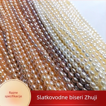 Slatkovodne biserne perle – rižaste perle, ravne rupe, 2–9 mm, dijelovi za ogrlicu poluproizvodi, vintage stil