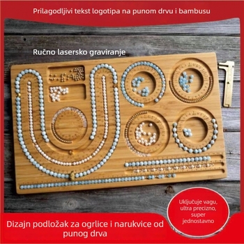 Drvena ploča za dizajn nakita, alat za navijanje perli, DIY ogrlica i narukvica, s mjernom pločom