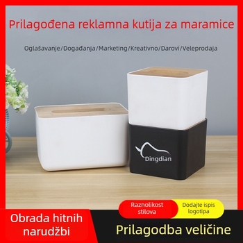 Plastična kutija za salvete s bambusnim poklopcem, mogućnost prilagodbe logotipa, kreativna kutija za salvete