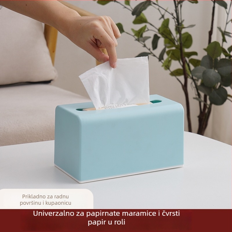 Plastična pravokutna kutija za papirnate maramice za dom, dnevni boravak i kupaonicu – moderni minimalistički stil, krem boja