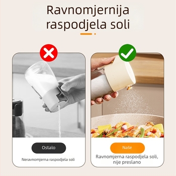 Precizno doziranje soli i set posuda za začine u kuhinji