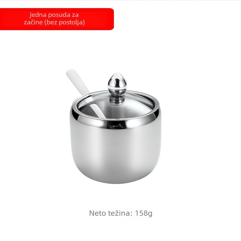 Set posuda za začine od nehrđajućeg čelika 304, europskog stila, s prozirnim prozorom