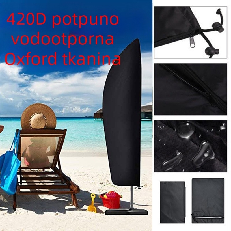 Pokrov za kišobran za vanjsku upotrebu, u bananom obliku, od 420D Oxford materijala, vodootporan i UV-otporan, navlaka za vanjski namještaj