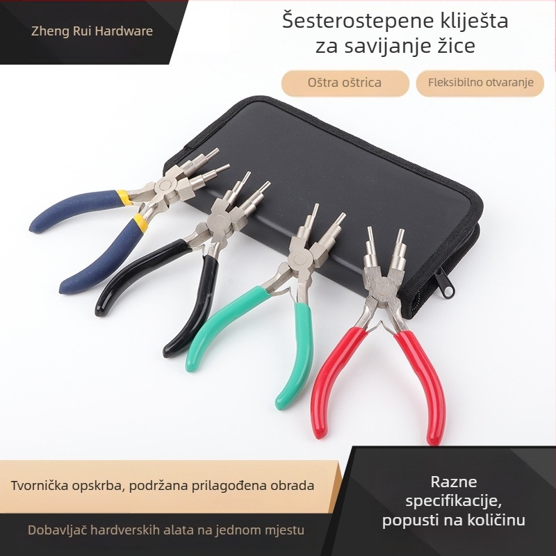 6-inčnih kliješta za navijanje žice, 6 sekcija, kliješta s kružnom vrhom za nakit, DIY alat za navijanje u obliku U