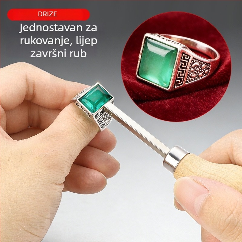Set alata za postavljanje kamenja u nakit, uključuje alat za postavljanje kamena, rubni potisnik, kandžasti potisnik, ravni potisnik, V-žljeb škrab s drvenom ručkom – DIY zlatarski alati