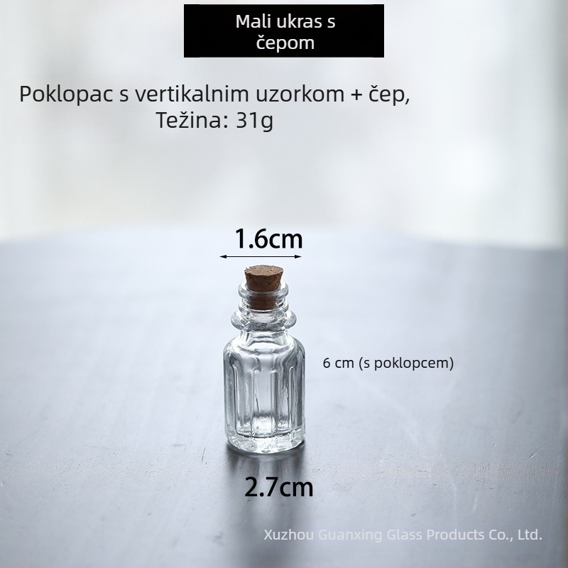 Europska vintage mini staklena bočica s plutenim čepom, prozirna boca za želje, spremnik za pohranu, rekvizit za fotografiju, dekorativni predmet