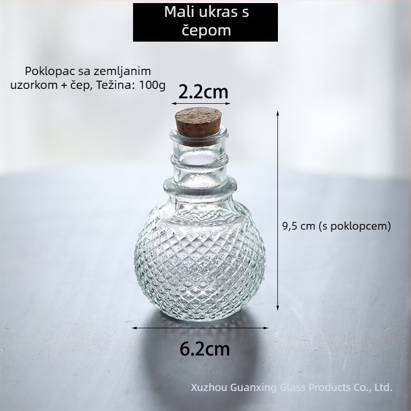 Europska vintage mini staklena bočica s plutenim čepom, prozirna boca za želje, spremnik za pohranu, rekvizit za fotografiju, dekorativni predmet