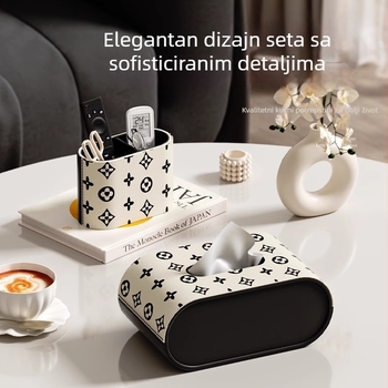 Kožna kutija za maramice s oprugnim mehanizmom, za dnevni boravak, spavaću sobu i blagovaonicu; profinjen dizajn, prilagodljiv logotip