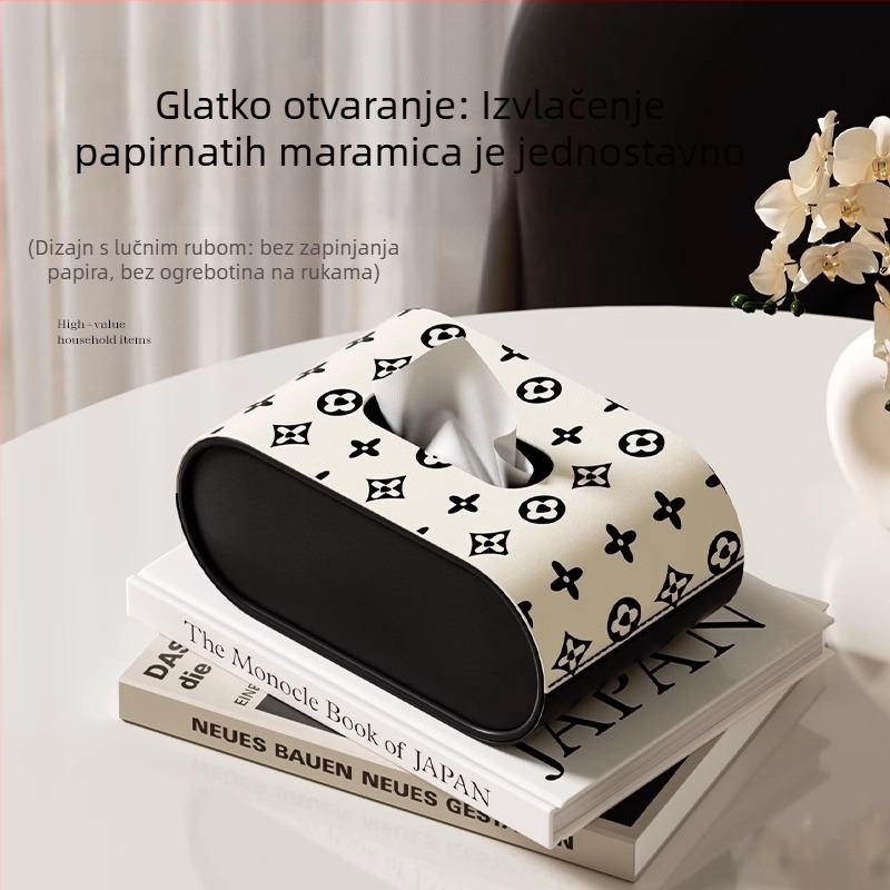 Kožna kutija za maramice s oprugnim mehanizmom, za dnevni boravak, spavaću sobu i blagovaonicu; profinjen dizajn, prilagodljiv logotip