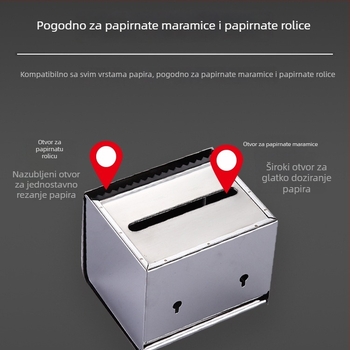 Kvadratna kutija za maramice od nehrđajućeg čelika 304, zidna, vodootporna, za kupaonicu, višenamjenska