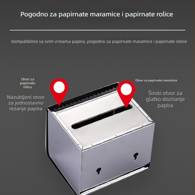Kvadratna kutija za maramice od nehrđajućeg čelika 304, zidna, vodootporna, za kupaonicu, višenamjenska