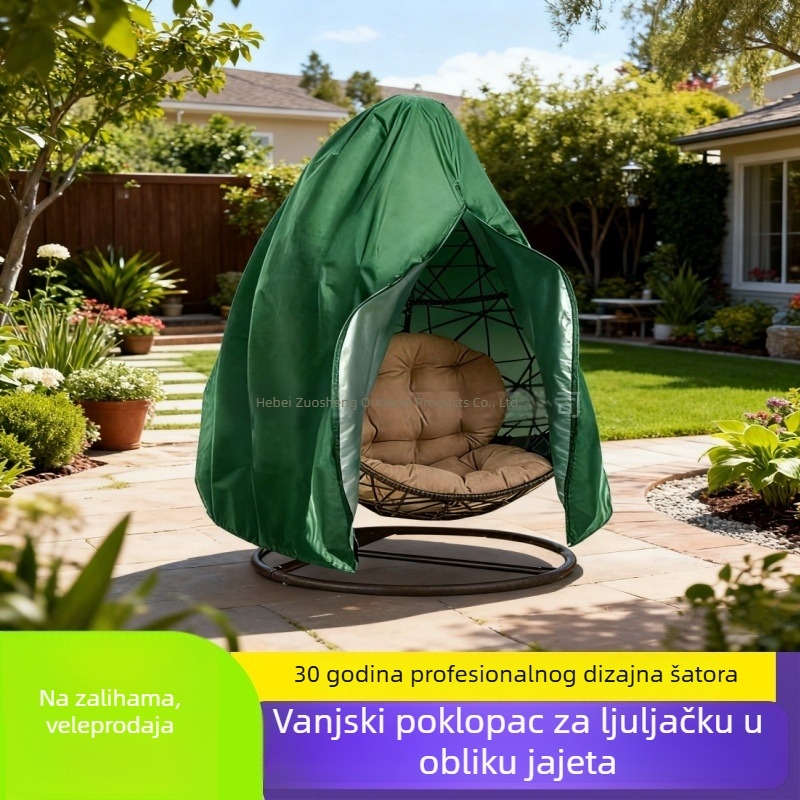 Pokrov za dvostruku fotelju u obliku jaja, vodootporan, prašinu štiti, sa zatvaračem, za vanjsku upotrebu u vrtu