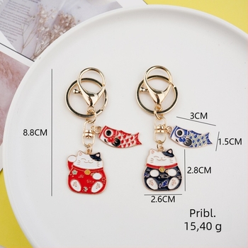 Ključevni lanac s koi ribom i Maneki-Neko mačkom – talisman sreće, ukrasni privjesak, suvenir