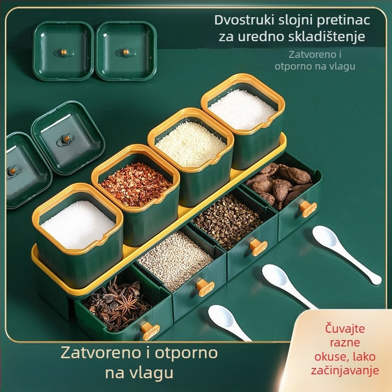 Set posuda za začine s solnicom i posudama za skladištenje, otporan na vlagu, kuhinjski set
