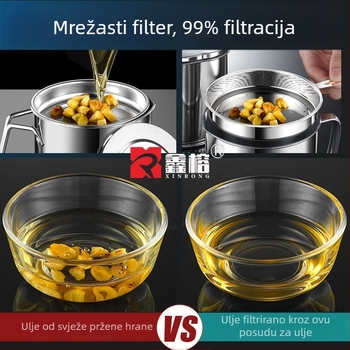 Nehrđajući čelični lonac za ulje s poklopcem za kućnu upotrebu, filtriranje ulja za prženje, otporan na propuštanje