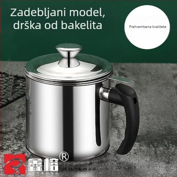 Nehrđajući čelični lonac za ulje s poklopcem za kućnu upotrebu, filtriranje ulja za prženje, otporan na propuštanje