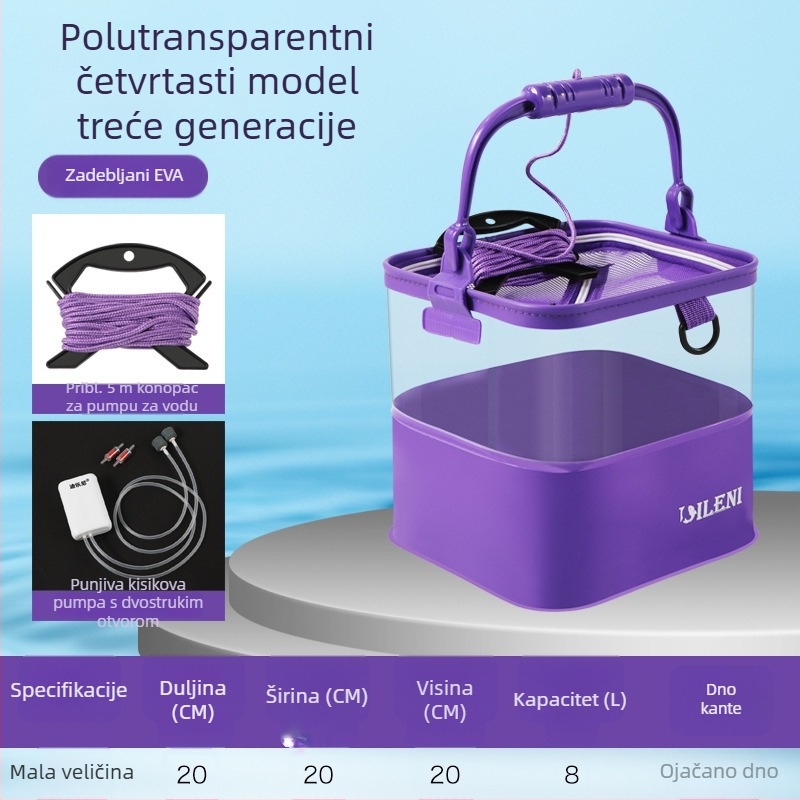 Prozirna sklopiva kanta za ribolov – za žive ribe, EVA materijal