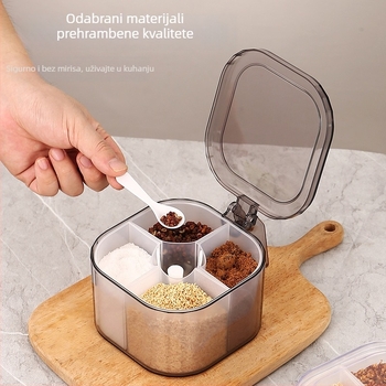 Set posuda za začine s više pretinaca za kuhinjsko skladištenje, posudice za sol i začine, otporne na vlagu i zapečaćene