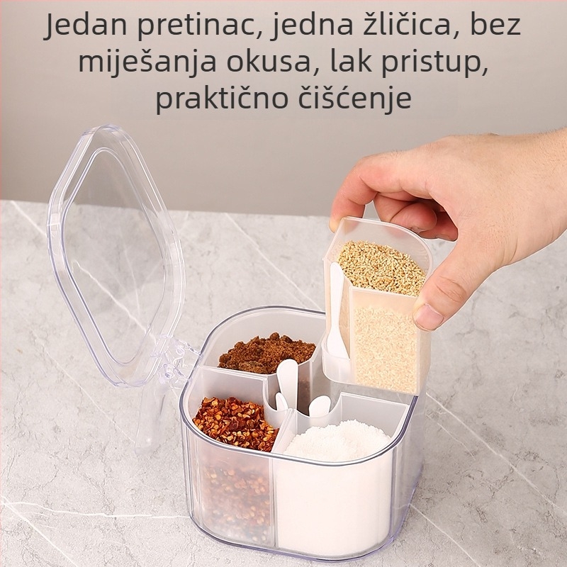 Set posuda za začine s više pretinaca za kuhinjsko skladištenje, posudice za sol i začine, otporne na vlagu i zapečaćene