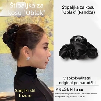 Kosa za kosu s oblacnim plisiranjem i sjajem – velika luksuzna ukosnica za žene, novi stil 2025