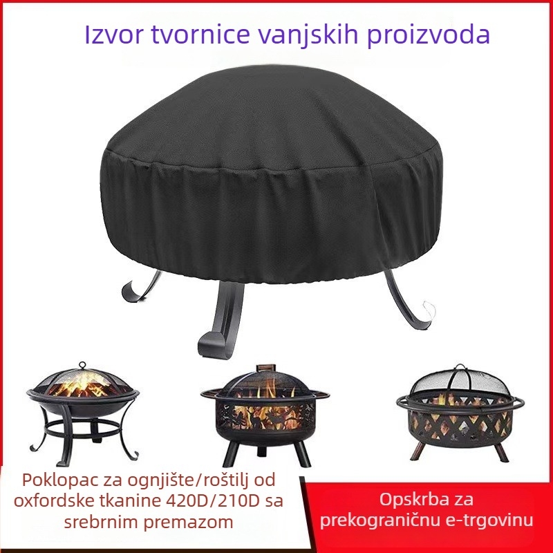 Vanjski okrugli pokrov za roštilj – vodootporan, UV-otporan, otporan na prašinu, debela Oxford tkanina