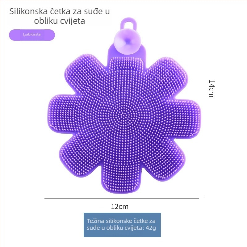 Silikonska četka za suđe, kuhinjska četka za ribanje, ne lijepljivo posuđe, kućna krpa za povrće i voće, oblik cvijeta