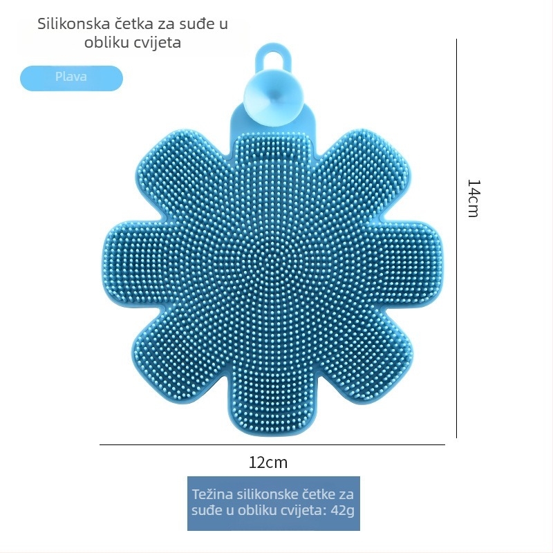 Silikonska četka za suđe, kuhinjska četka za ribanje, ne lijepljivo posuđe, kućna krpa za povrće i voće, oblik cvijeta