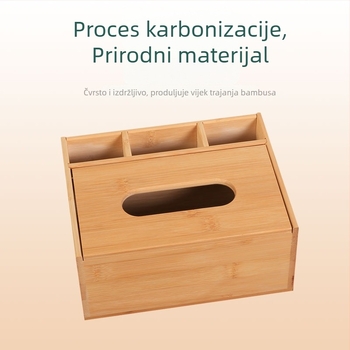 Bambus kutija za maramicu, drvena, zidna, višestruka upotreba za dnevni boravak i kupaonicu